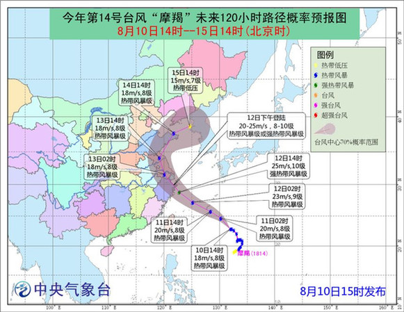 台风“摩羯”路径概率预报图（图片来源：中央气象台）.jpg